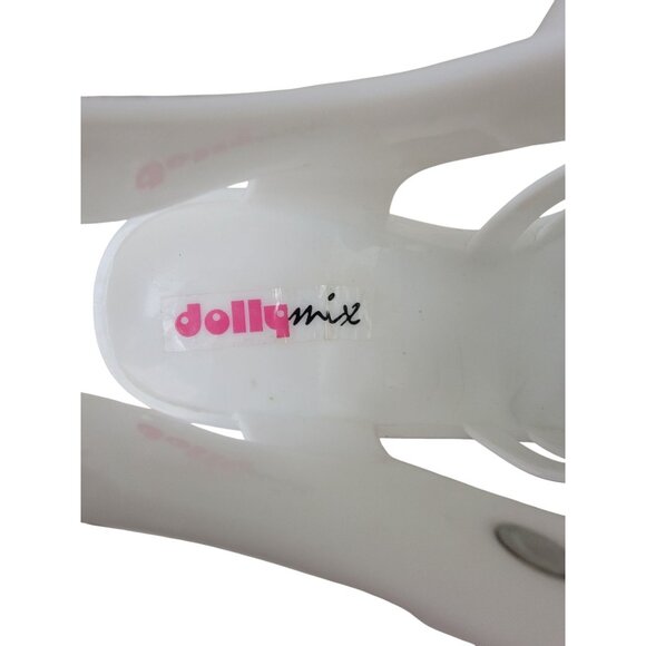 DOLLY MIX White Jelly Platform Strappy Sandals Chunky Heel Women's Sz 8.5 - Picture 7 of 9